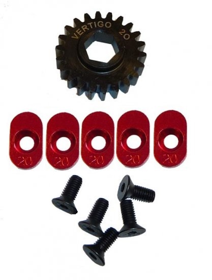 100920 Steel pinion gear w/5 - 20t inserts (Hex Drive Losi) 20T - Click Image to Close